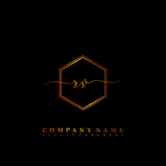 Fototapeta na wymiar RV Initial luxury handwriting logo vector