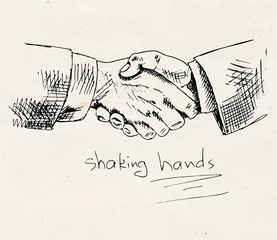 handshake vector on vintage background - 293724902