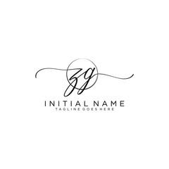 ZG Initial handwriting logo with circle template vector.