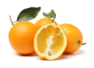 Orange fruit on the white background