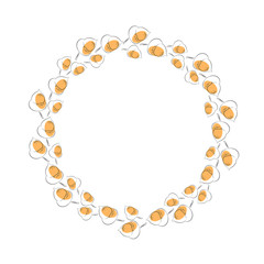 Frame of acorns, black outline on white background. Forest, autumn, fall, rustic. Design for prints, postcards.