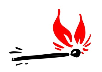 Burning matchstick linear icon. Arson. Thin line illustration. Contour symbol. isolated outline drawing. 