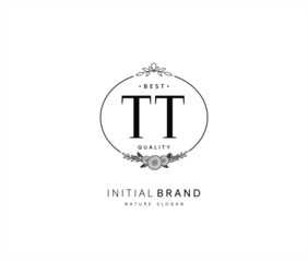 T TT Beauty vector initial logo, handwriting logo of initial signature, wedding, fashion, jewerly, boutique, floral and botanical with creative template for any company or business.
