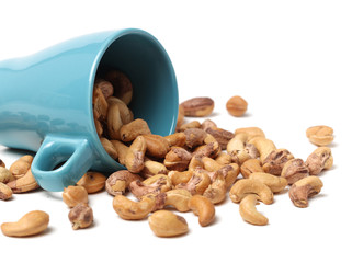 cashew nuts on white background 