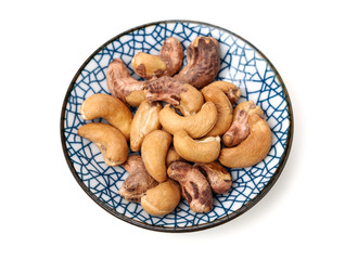 cashew nuts on white background 