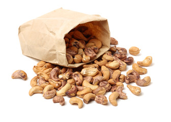 cashew nuts on white background 