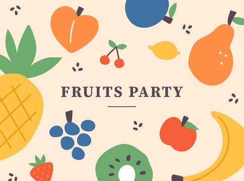 Fruit illustration pattern card. flat design style minimal vector illustration.