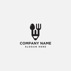 pen logo. spoon and fork - vector