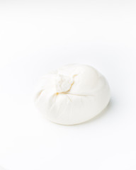 Burrata - Italian cheese, which is an excellent combination of mozzarella and cream on a white background