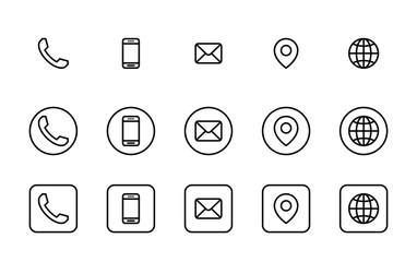 3 Different contact information icons in vector, Black