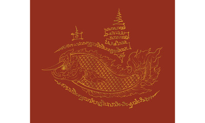 animal in Thai traditional tattoo, Thai traditional painting in temple, vector