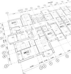 Detailed architectural plan, floor plan, layout, perspective view