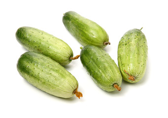 Green cucumber on the white background