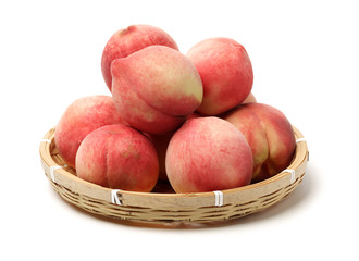 ripe peach on white background 