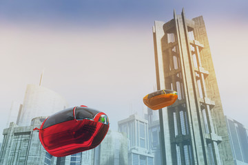 Autonomous Electric Vehicles City Future 3D Illustration - 293733551