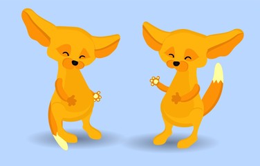 Cute cartoon character Fox Fenech. Children's illustration.Vulpes zerda.