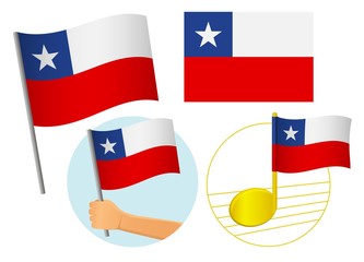 Naklejka premium Chile flag icon set