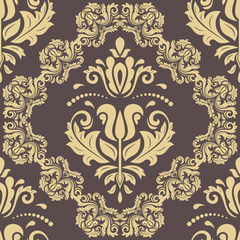 Classic seamless vector pattern. Damask orient ornament. Classic vintage background. Orient golden ornament for fabric, wallpaper and packaging