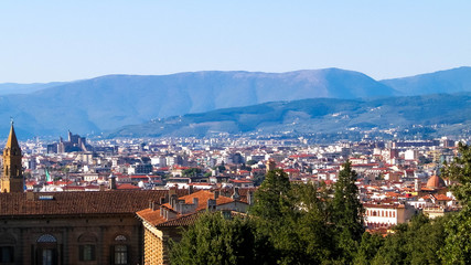 Fototapeta na wymiar View of Florence from the Boboli gardens.