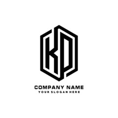 KO initials business abstract logo in the shape of a hexagon, with a thick line connected around the letters