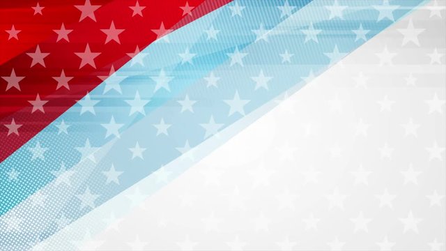 USA colors, stars and stripes abstract grunge motion design. Independence Day modern background. Concept american flag. Seamless looping. Video animation Ultra HD 4K 3840x2160