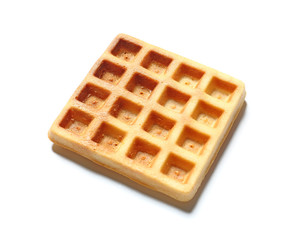 Tasty waffle on white background