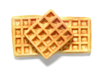 Tasty waffles on white background
