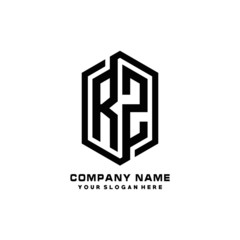 SZ initials business abstract logo in the shape of a hexagon, with a thick line connected around the letters