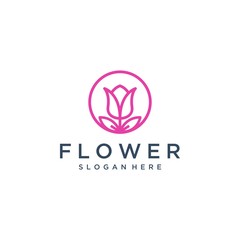 flower design logo with a circle