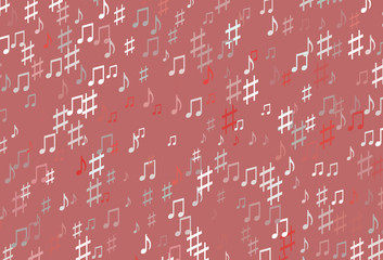 Light Red vector backdrop with music notes.