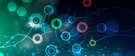 Neural network concept. Connected cells with links. High technology process. Abstract background