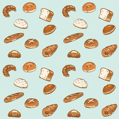 パン　背景 カラー　水色