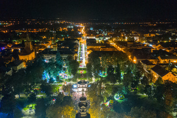 Bjelovar, Bjelovar Bilogora County, Croatia - September 29, 2019: A night view of Bjelovar and the Gibonni concert at the central city park