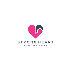 smart logo design, heart with arm muscles