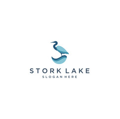 modern logo design of herons with water