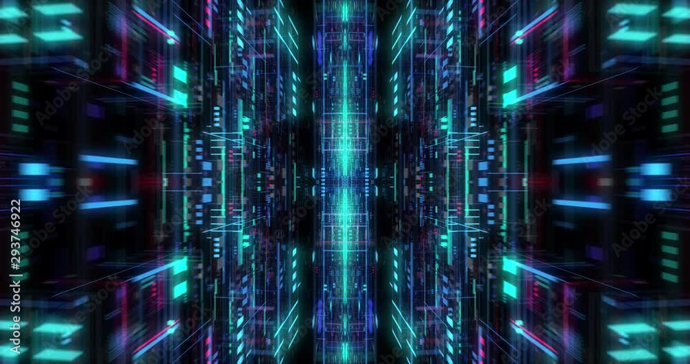 Poster flying futuristic central processing unit. electronic circuitry within a computer that carries out t