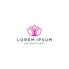 logo design yoga or lotus flower with people posing yoga