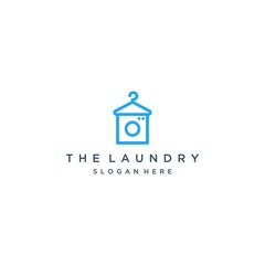 logo design laundry or hanger with washing machine