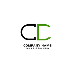 Icon Design Logo Letters CC Minimalist, oval-shaped logo, with colors, black, green, orange