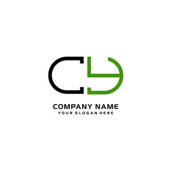 Icon Design Logo Letters CY Minimalist, oval-shaped logo, with colors, black, green, orange