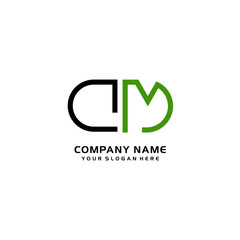 Icon Design Logo Letters DM Minimalist, oval-shaped logo, with colors, black, green, orange