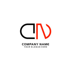 Icon Design Logo Letters DN Minimalist, oval-shaped logo, with colors, black, green, orange