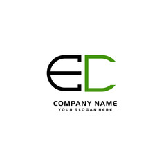 Icon Design Logo Letters EC Minimalist, oval-shaped logo, with colors, black, green, orange