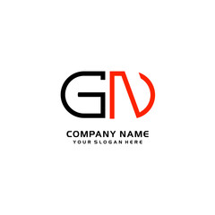 Icon Design Logo Letters GN Minimalist, oval-shaped logo, with colors, black, green, orange