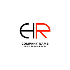 Icon Design Logo Letters HR Minimalist, oval-shaped logo, with colors, black, green, orange