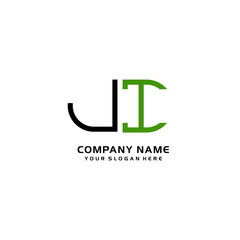 Icon Design Logo Letters JI Minimalist, oval-shaped logo, with colors, black, green, orange