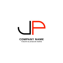 Icon Design Logo Letters JP Minimalist, oval-shaped logo, with colors, black, green, orange