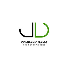 Icon Design Logo Letters JU Minimalist, oval-shaped logo, with colors, black, green, orange