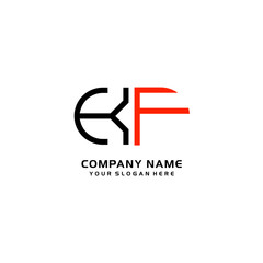 Icon Design Logo Letters KF Minimalist, oval-shaped logo, with colors, black, green, orange