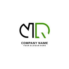 Icon Design Logo Letters MQ Minimalist, oval-shaped logo, with colors, black, green, orange